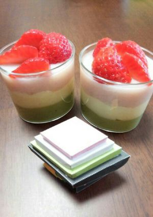 *アガーでひし餅風プリン*-レシピのメイン写真