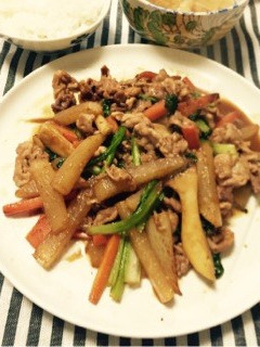 豚肉と根菜のピリ辛炒め-レシピのメイン写真