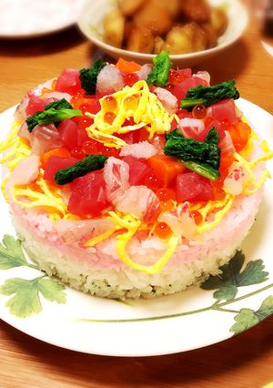 ひな祭り♡ひし餅風ちらし寿司ケーキ-レシピのメイン写真