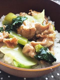 チンゲン菜と豚肉のあんかけごはん♩-レシピのメイン写真