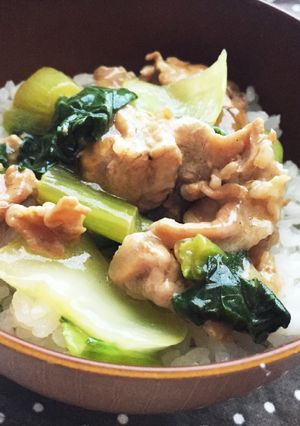 チンゲン菜と豚肉のあんかけごはん♩-レシピのメイン写真