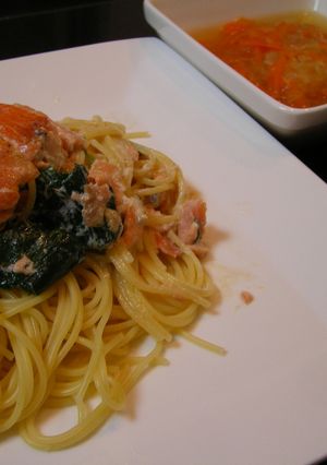 2種類のサーモンのクリームパスタ-レシピのメイン写真