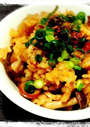 ホタルイカとキノコの炊き込みご飯-レシピのメイン写真