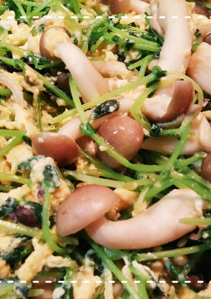 白だしで簡単！豆苗としめじの卵炒め-レシピのメイン写真