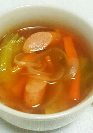 春キャベツとソーセージのトマトスープ-レシピのメイン写真