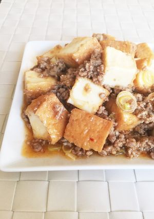 簡単！厚揚げ麻婆豆腐。食べるラー油で。-レシピのメイン写真