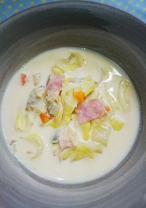 豆乳みそ酒粕ｽｰﾌﾟｸﾗﾑﾁｬｳﾀﾞｰ風-レシピのメイン写真