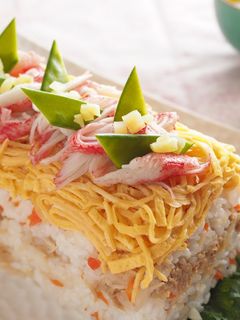 切干大根の甘酢煮とツナのケーキ寿司-レシピのメイン写真