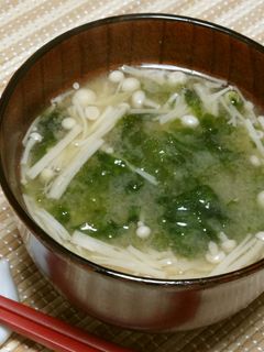あおさとエノキのお味噌汁-レシピのメイン写真