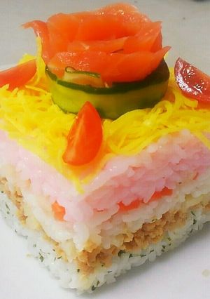 ☆ひな祭りに☆6色ケーキ寿司☆-レシピのメイン写真