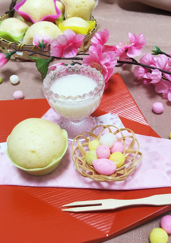 砂糖不使用！甘酒で簡単ふわふわ蒸しケーキ-レシピのメイン写真