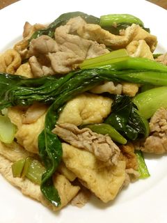 小松菜・油揚げ・豚肉の炒め物-レシピのメイン写真