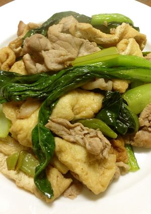 小松菜・油揚げ・豚肉の炒め物-レシピのメイン写真
