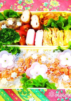 かんたん桃の日弁当-レシピのメイン写真