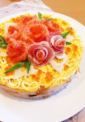ひなまつりに♡お花たっぷり寿司ケーキ-レシピのメイン写真