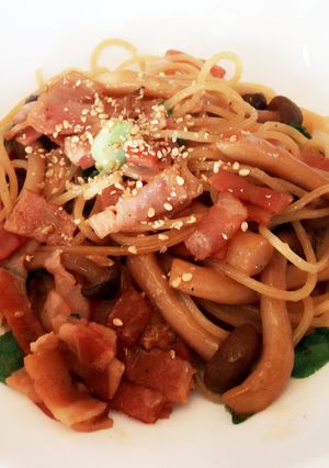 ベーコンとブナシメジの和風パスタ-レシピのメイン写真