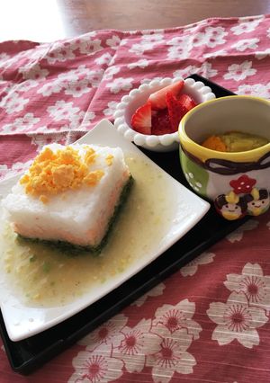 初節句離乳食に！ひしもち風雛祭り粥-レシピのメイン写真