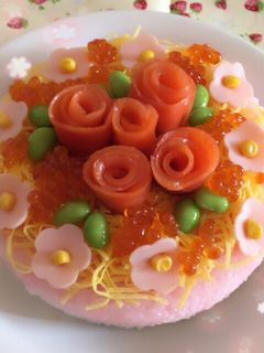 ひなまつりやお祝いに♡お花のお寿司ケーキ-レシピのメイン写真