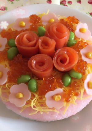 ひなまつりやお祝いに♡お花のお寿司ケーキ-レシピのメイン写真