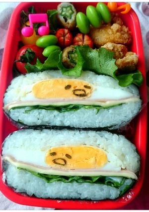 キャラ弁☆ぐでたま目玉焼きおにぎらず①★-レシピのメイン写真