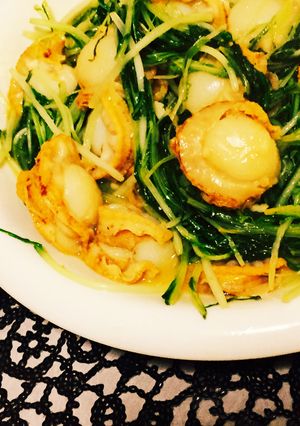 水菜とホタテのニンニクバター醤油炒め-レシピのメイン写真