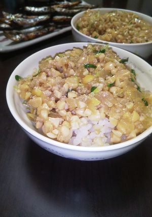 鶏ひき肉と納豆で☆スタミナ丼-レシピのメイン写真