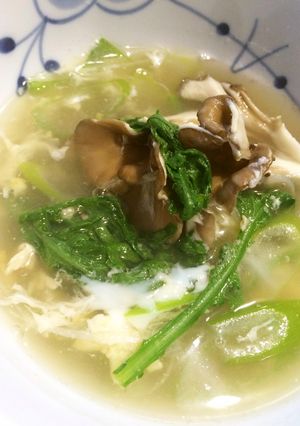 舞茸と春菊と長ネギのスープ　風邪予防にも-レシピのメイン写真
