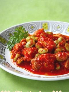 そら豆と鶏肉のトマト煮込み-レシピのメイン写真