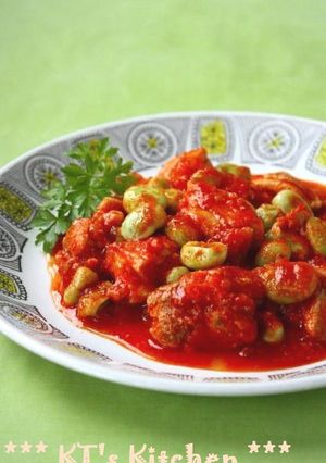 そら豆と鶏肉のトマト煮込み-レシピのメイン写真