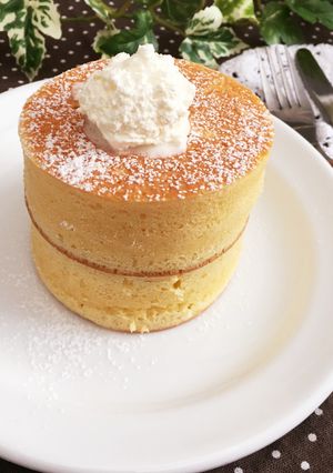 星乃珈琲風♡厚焼きスフレパンケーキ-レシピのメイン写真