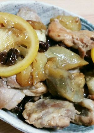 鶏肉と茄子とレーズンのレモン煮-レシピのメイン写真