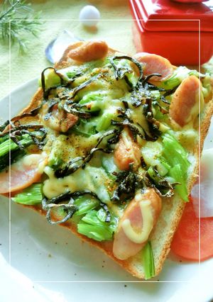 蕪の葉×ウィンナーの塩昆布レモントースト-レシピのメイン写真