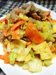 キャベツと豚こまの味噌マヨ炒め♪-レシピのメイン写真