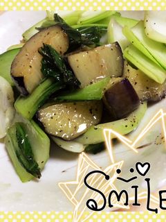 *チンゲン菜とナスのごま油炒め*-レシピのメイン写真
