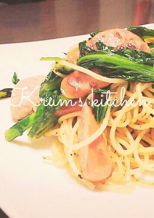 小松菜とウインナーのパスタ-レシピのメイン写真