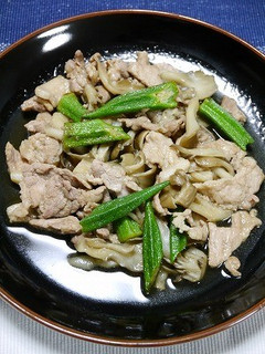 ヘルシー!豚肉と舞茸オクラのダシ煮-レシピのメイン写真
