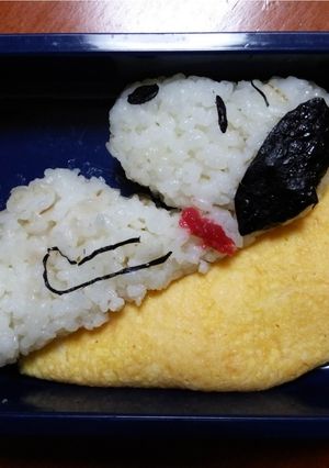 オムレツ de 月に寝転ぶスヌーピー弁当-レシピのメイン写真