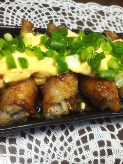 蓮根の豚肉巻き卵ソースのっけ-レシピのメイン写真