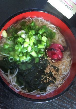 いりごま入りあったか梅だしにゅうめん-レシピのメイン写真
