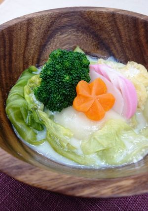 豆乳スープのキャベツでモチ包み-レシピのメイン写真