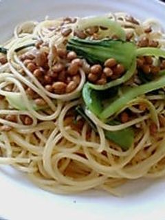 納豆とチンゲン菜の和風パスタ-レシピのメイン写真