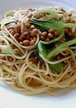 納豆とチンゲン菜の和風パスタ-レシピのメイン写真