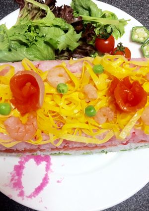 押し寿司風!5層ちらし寿司ケーキ-レシピのメイン写真