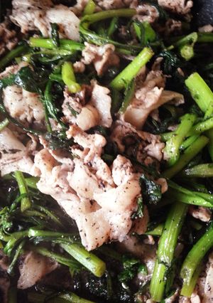 豚肉と春菊のゴマ炒め-レシピのメイン写真