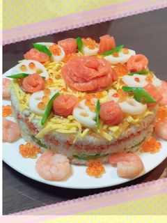 ひなまつり♡誕生日♡簡単ちらし寿司ケーキ-レシピのメイン写真