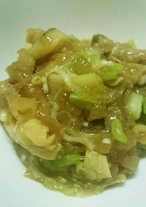 鶏皮とネギの生姜焼き風煮-レシピのメイン写真