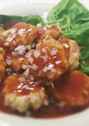 かさ増しで高タンパク！ 鶏団子の甘酢あん-レシピのメイン写真