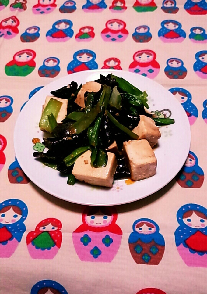 小松菜と木耳と豆腐の中華風醤油炒め-レシピのメイン写真