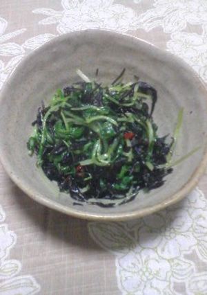 水菜とひじきのペペロンチーノ-レシピのメイン写真