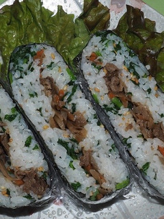 菜飯ときんぴらのおにぎらず-レシピのメイン写真